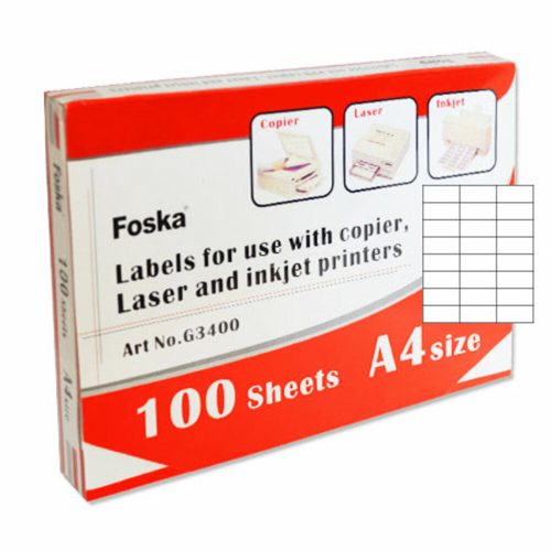 White Labels Ref 075423 [Pk 100]
W70*D37mm, 24 Labels/A4Sheet
New Century