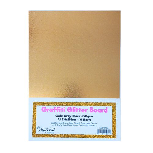 Glitter Board Ref 35
A4 Gold Grey Black, 250gsm [Pk 10]
GB