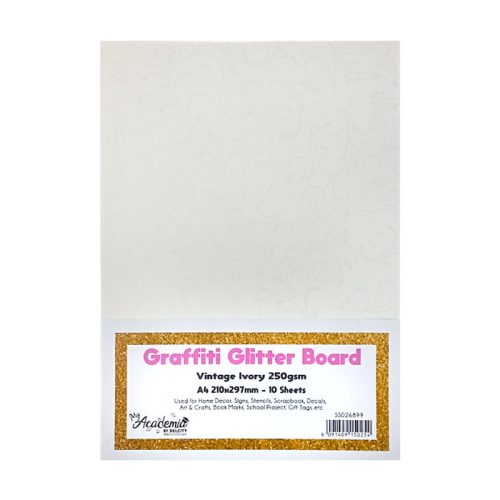 Glitter Board Ref 4025
A4 Vintage Ivory, 250gsm [Pk 10]
GB