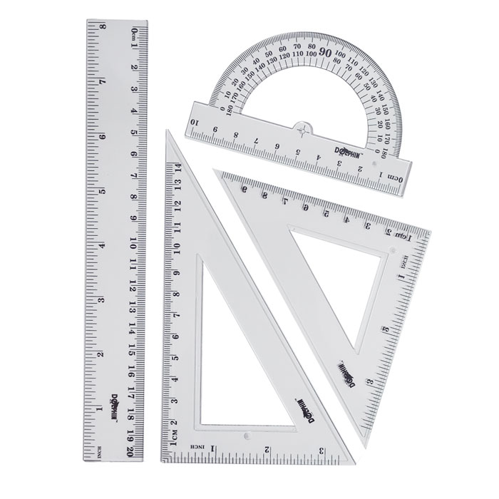 Plastic Ruler Set Ref DOL-RS1220 20cm Ruler,10 & 14cm Triangle Ruler ...