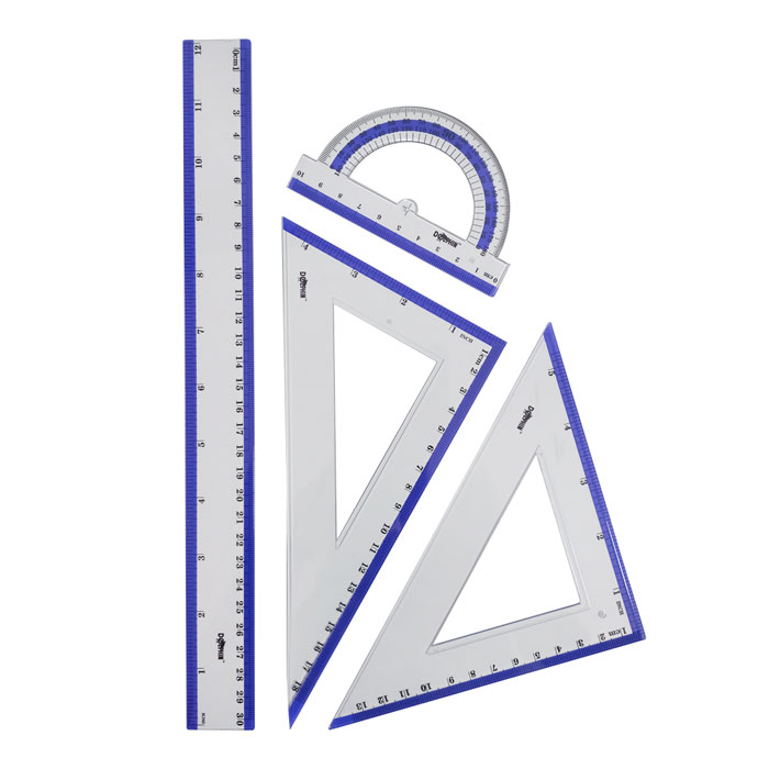 Plastic Ruler Set Ref DOL-RS2216 30cm Ruler,10cm Protractor,13 & 18cm ...