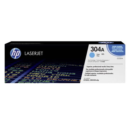 Laserjet Toner CC531A
Cyan 2800 Pages HP 304A
Hewlett Packard