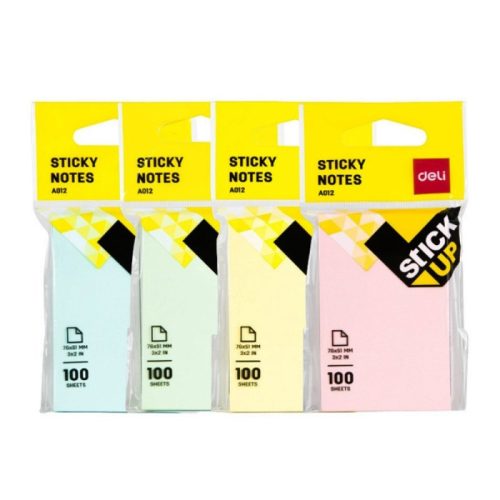 Sticky Notes Ref A01202
76*51mm , 100 sheets , Assorted Colors
Deli - Image 2