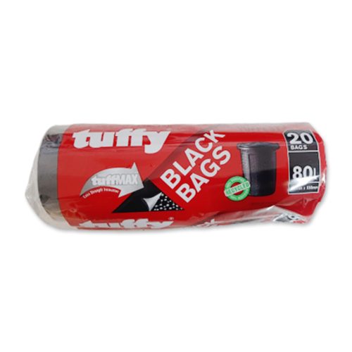 Trash Bags With String [Roll]
80L, [W750*D900mm] Plastic Black [Pk 20]
Tuffy