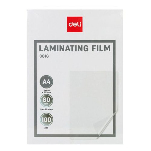 Laminating Film Ref E3816
A4, 210*297mm 80 Mic [Pk 100]
Deli