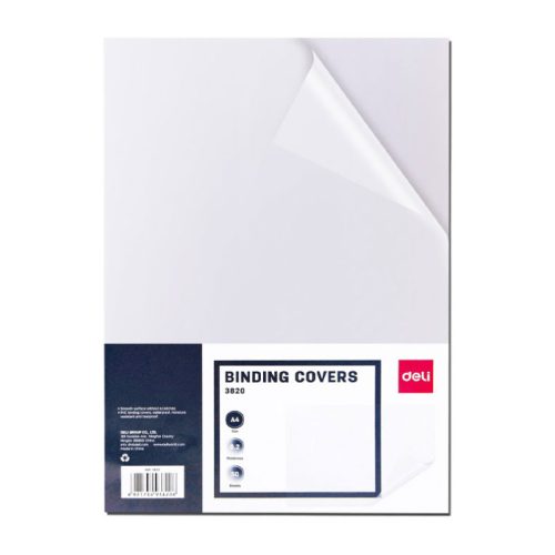 Binding Cover PVC Ref 3820
A4, Thickness 0.2mm, Transparent [Pk50]
Deli