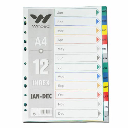 Index Card PP Plastic
A4, 12 Monthly Tabs, Jan-Dec
Winpac