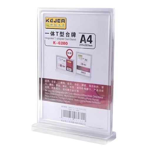 Acrylic Display Ref K-6280
A4, 210*297mm T-Shape
Kejea