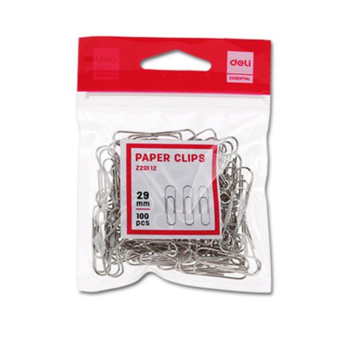 Paper Clips Ref Z20112
29 mm, Nickel plated [Pk 100]
Deli