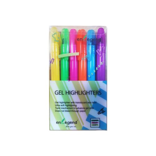 Mini Gel Highlighter Ref HL1007-6
Translucent Wax , Pk 6 ,Geometric Design (Assorted Colors)
Enlegend