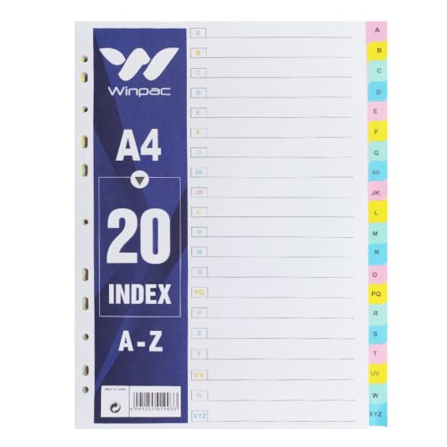 Index Card Bristol
A4, 20 Colours Tabs, A-Z
Winpac