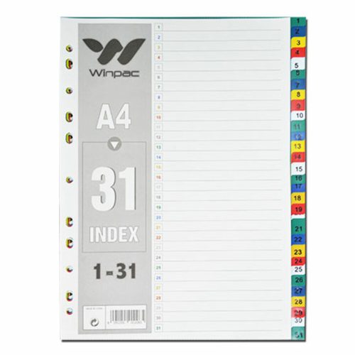 Index Card PP Plastic
A4, 31 Colours Tabs Number
Winpac