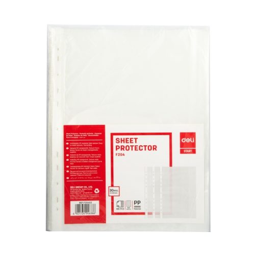Sheet Protector Plastic Ref F20402
A4, 30 Mic [Pk 100]
Deli