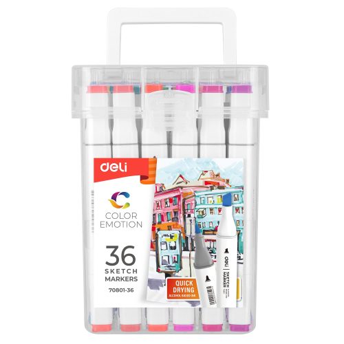 Sketch Twin Marker Ref 70801-36
36 Colours, 7mm Chisel & 1mm Bullet
Deli