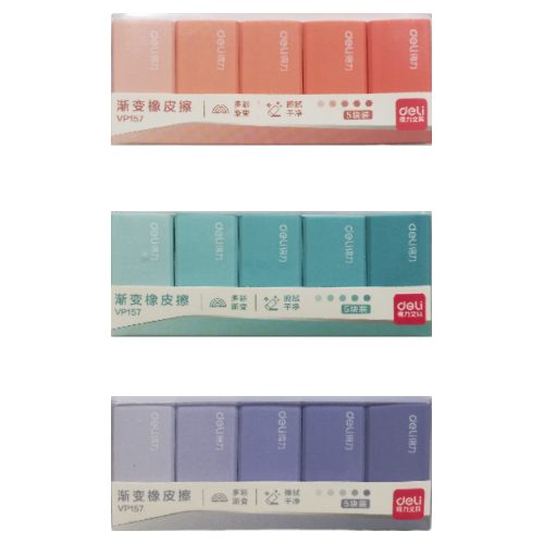 Eraser Ref VP157
102*42*12mm, Assorted Shade [Pk 5]
Deli - Image 2