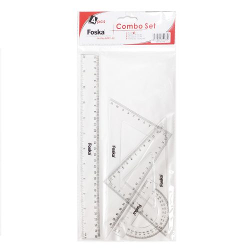 Ruler Set Ref BP92-30
Ruler-30cm, Set Square-18/13cm, Protractor-10cm
Foska