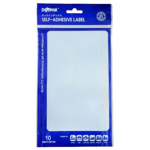 White Labels [Pk 10]
50*100mm, 4 Labels/Sheet
Dolphin