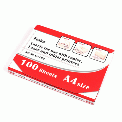 Label Ref G3400 [8006]
A4, Inkjet Printing
Foska