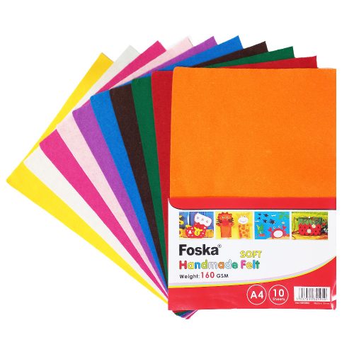 Felt Fabric Ref HM5002
A4, 160gsm Assorted Color [Pk 10]
Foska