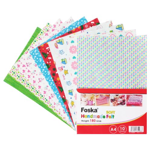 Felt Fabric Ref HM5004
A4, 180gsm Assorted Colour & Design [Pk 10]
Foska