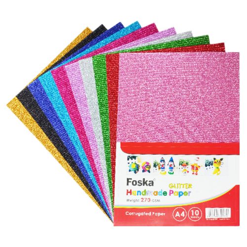 Glitter Corrugated Paper Ref HM0270G
A4, 270gsm Assorted Color [Pk 10]
Foska