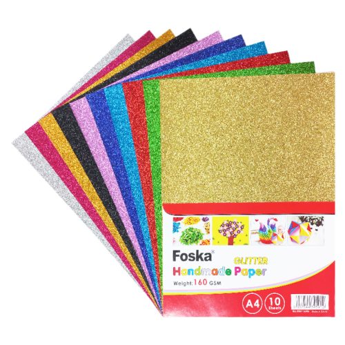 Glitter Paper Ref HM1160G
A4, 160gsm Assorted Color [Pk 10]
Foska