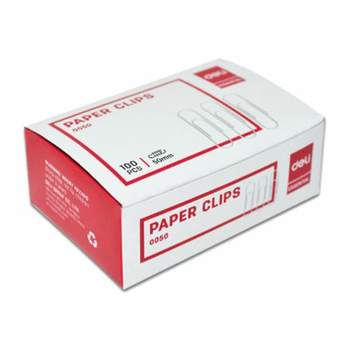 Paper Clips Ref E0050
50mm, Nickel Plated [Pk 100]
Deli