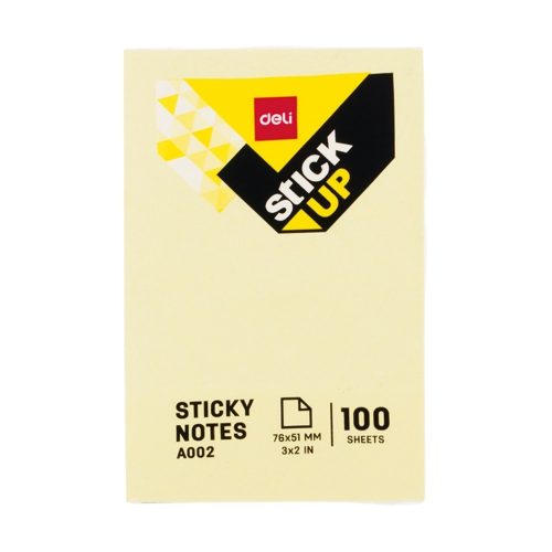 Sticky Notes Ref EA00252
S:2"X3" [76*51mm] 100 yellow shts/pad
Deli