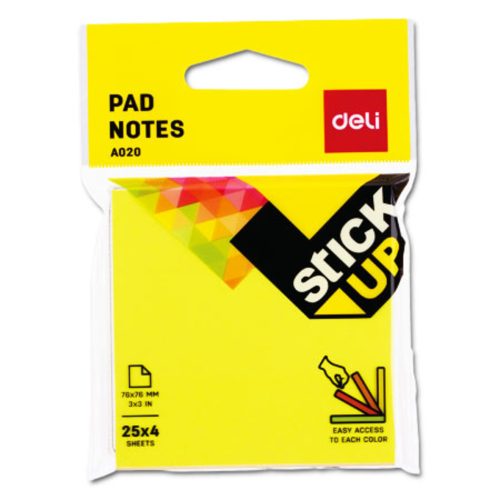 Sticky Notes Neon Ref EA02002
S:3*3 inch, 4 Col*25 sheets
Deli