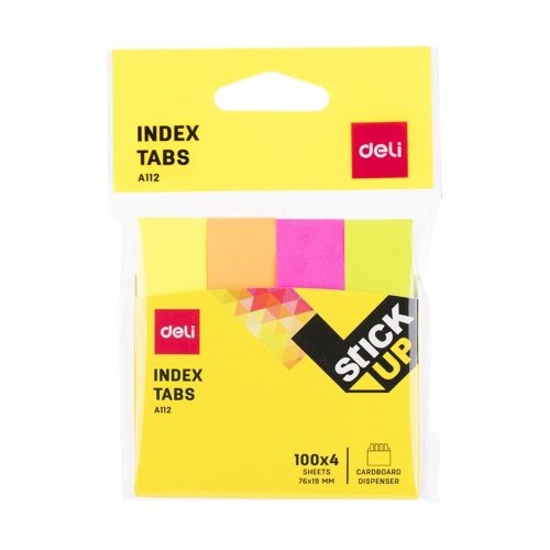 Sticky Notes Fluo Ref A11202
Index Tabs W19*D76mm, 100 Shtsx4 col
Deli