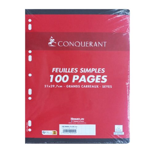 Refill Sheets - 9 Hole Ref 100102990
A4, 100 pages, 90gsm, Seyes
Conquerant