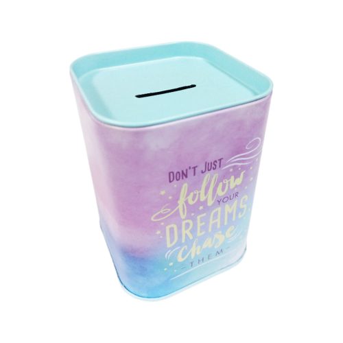 Piggy Bank Ref TX-8403
Tin Box Metal 10*7cm, Follow Your Dreams
Meli Melo