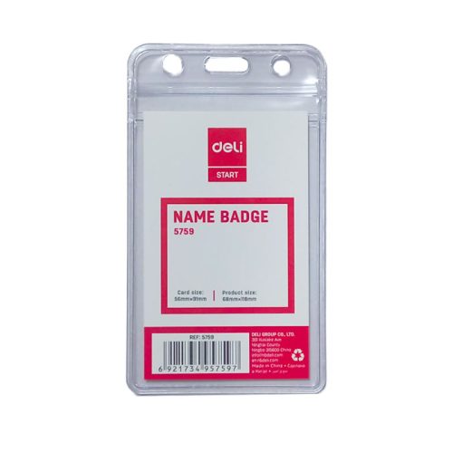 Name Badge Ref 5759
56*91mm, Transparent Waterproof
Deli