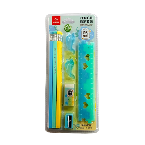 Wood Pencil Set Ref DJ09-7015
6 2B Pencil With Eraser, Sharpener, Ruler
MeliMelo