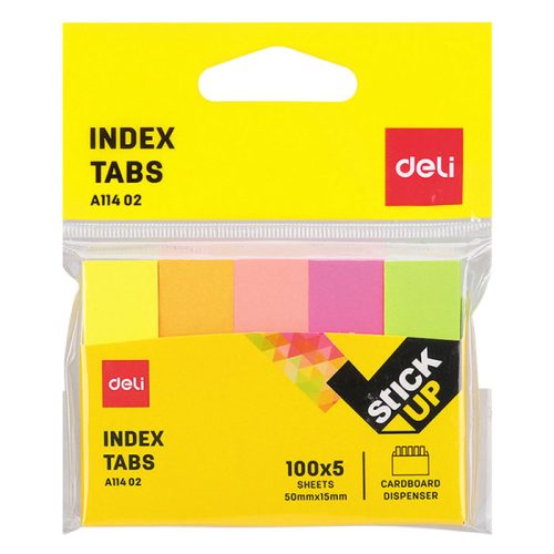 Sticky Notes Fluo Ref EA11402/7154
Index Tabs :50*12mm 100 Shts,X5 Col
Deli