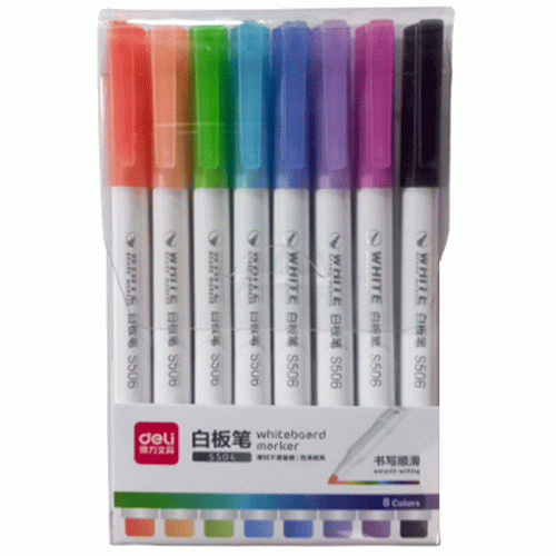 Whiteboard Marker Ref S504
Bullet Tip: 1mm, 8 Colors
Deli