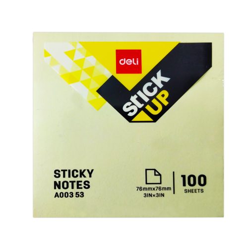 Sticky Notes Ref A00353
W75*D75mm, 100 Sheets/Pad
Deli